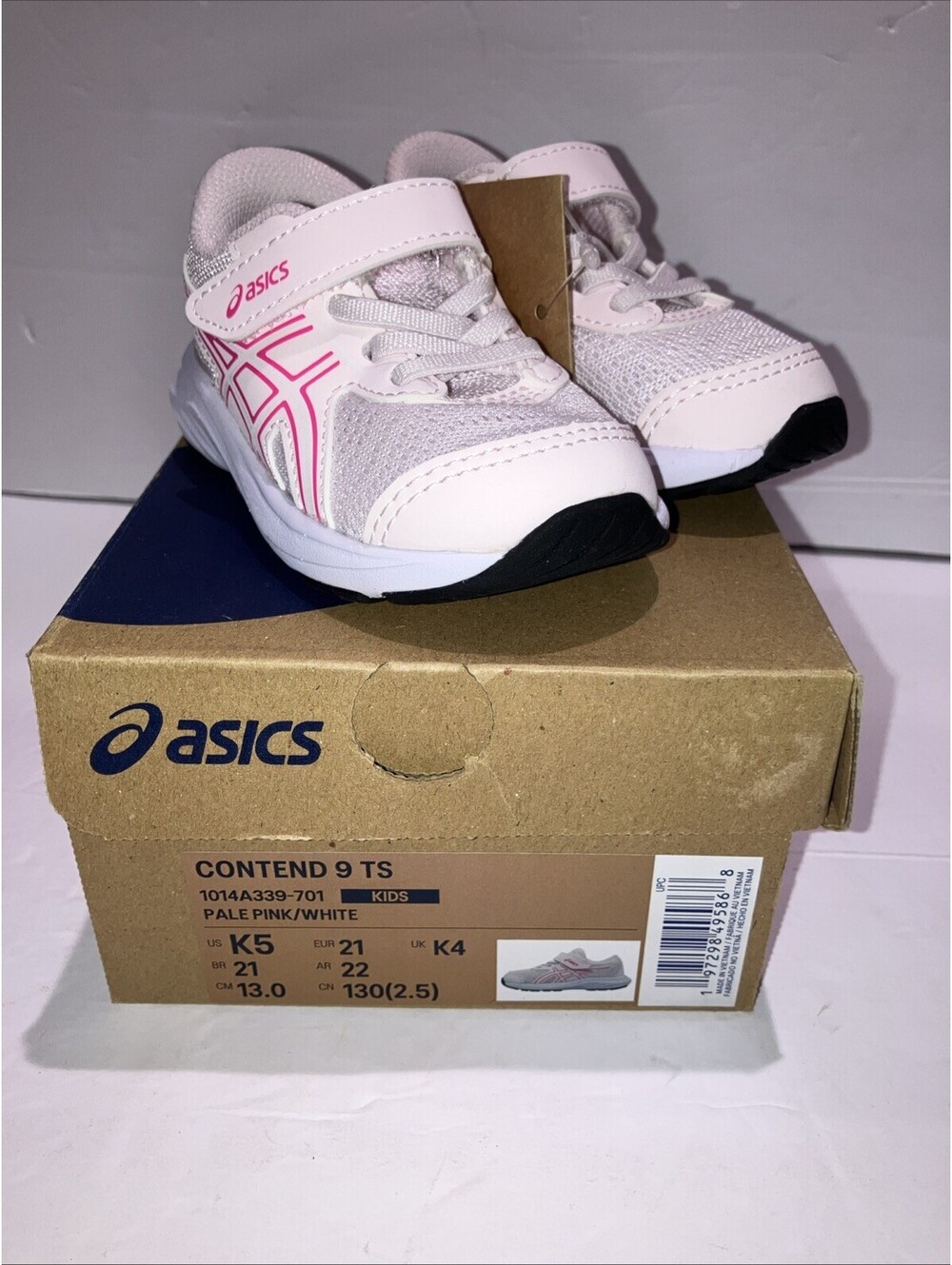 Asics Sneakers Contend 9 TODDLER Kids Size K5 Pale Pink/ White NEW